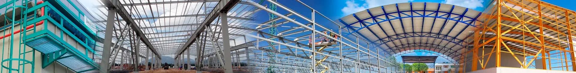 Estructura metálica con marcos de acero y techos